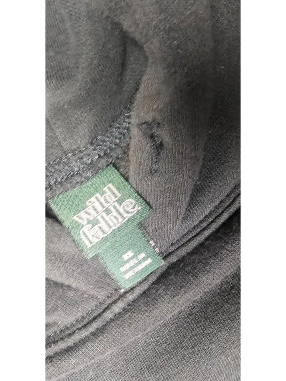 WILD FABLE XS GRAY GREEN HOODED BOXY CUT OFF RAW EDGE CROPPED FLEECE HOODIE - Picture 7 of 12